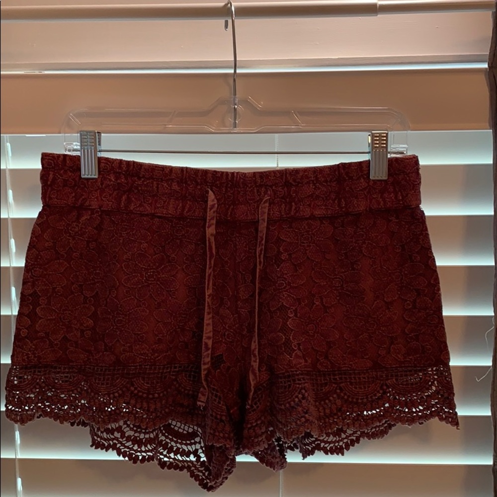 Maroon Lace Shorts